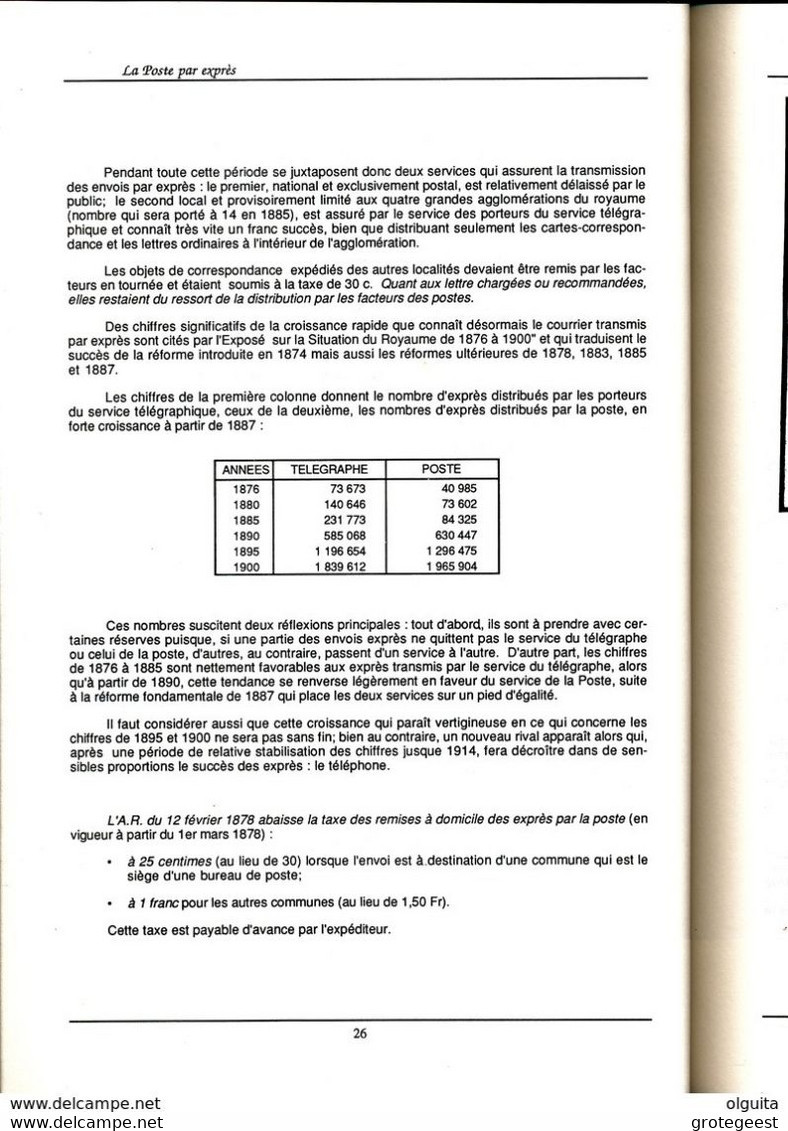 BELGIUM La Poste Par EXPRES En Belgique, Par Lucien Janssens , 123 P. , 1989 , Etat NEUF - RDEL - Philatelie Und Postgeschichte