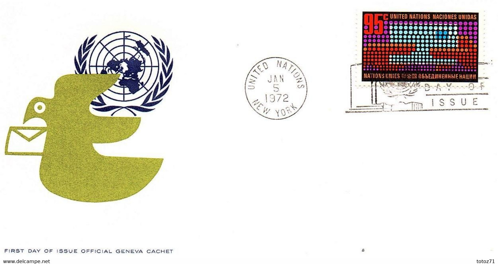 ( 10-36 )FDC UNITED NATIONS JAN 05 1972 - Usati