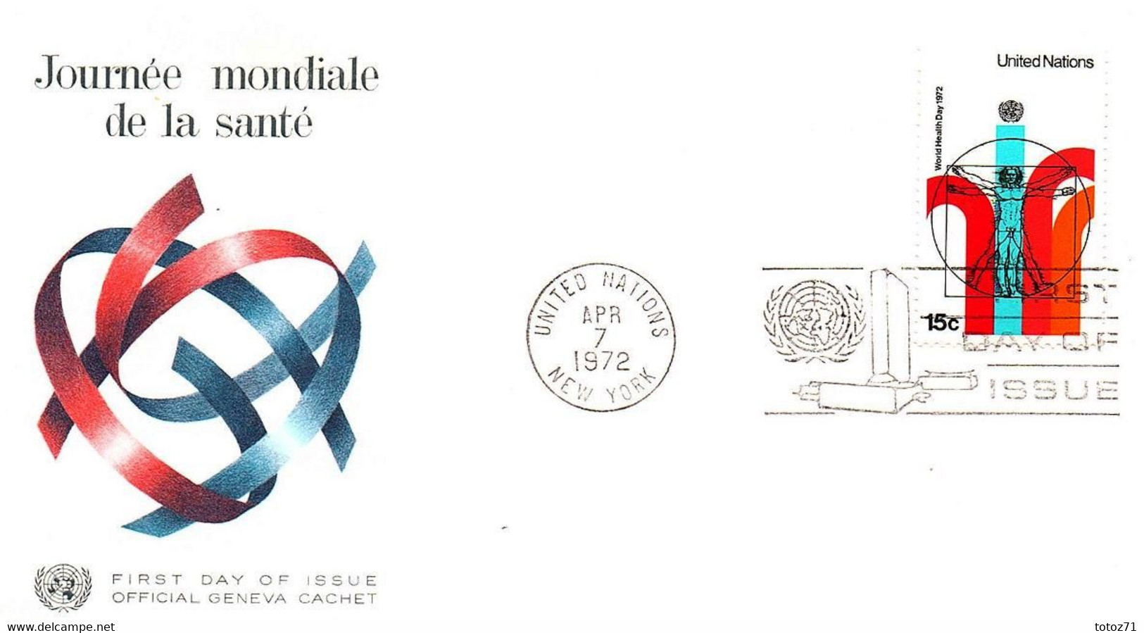 ( 10-35 )FDC UNITED NATIONS APR 07 1972   Journée Mondiale De La Santé - Gebraucht