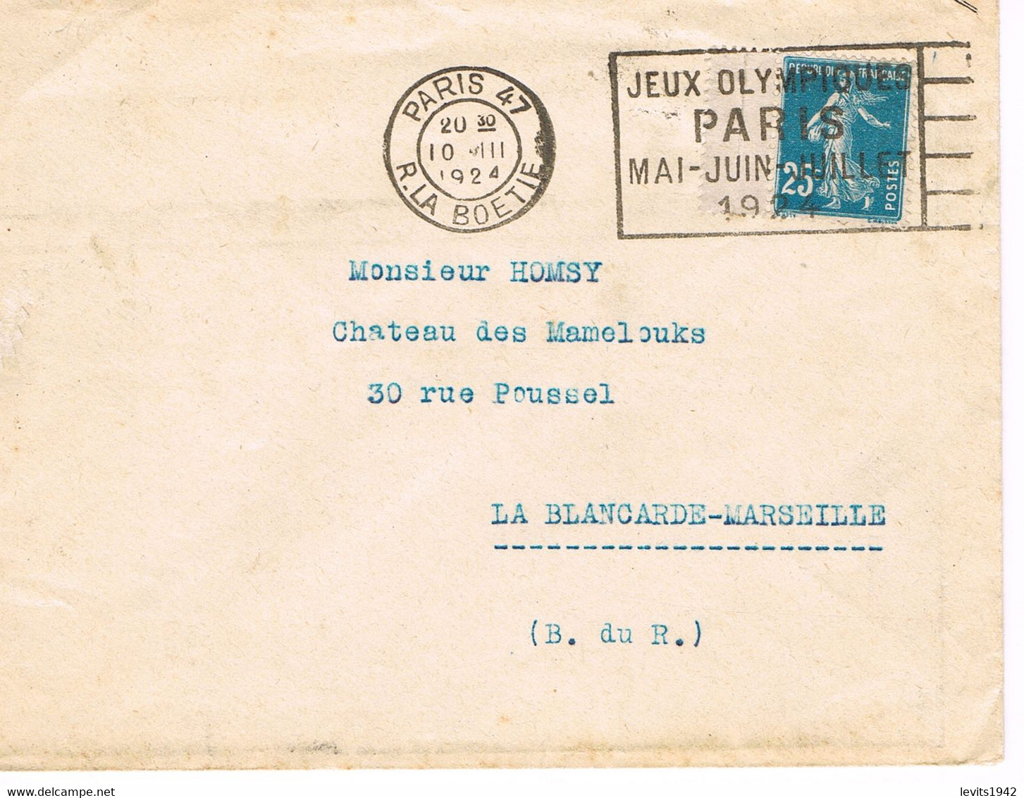 MARQUE POSTALE -  JEUX OLYMPIQUES 1924 - RUE LA BOETIE - 10-03-1924 - - Verano 1924: Paris