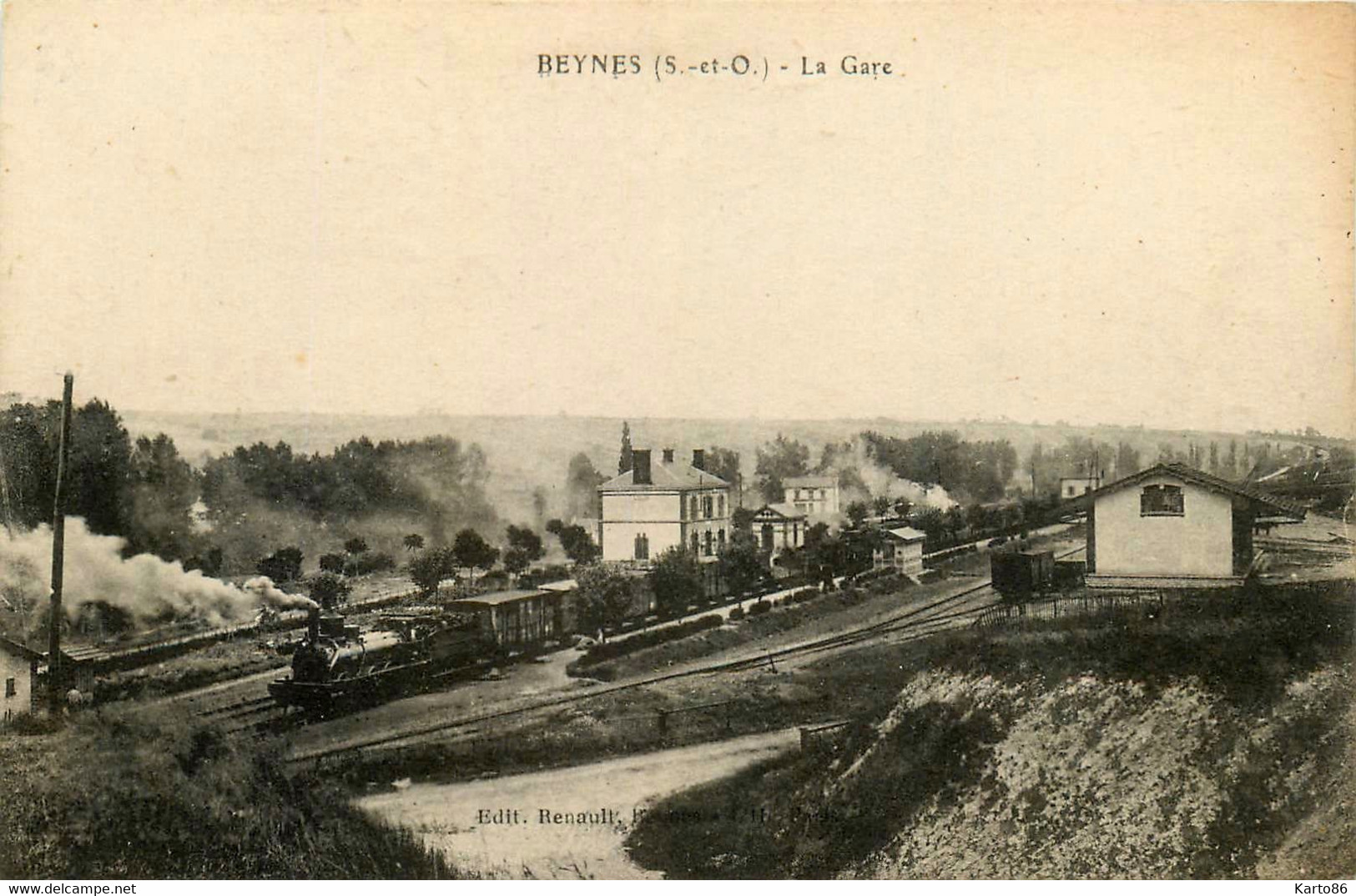 Beynes * Vue Sur La Gare Du Village * Passage Du Train * Ligne Chemin De Fer - Beynes