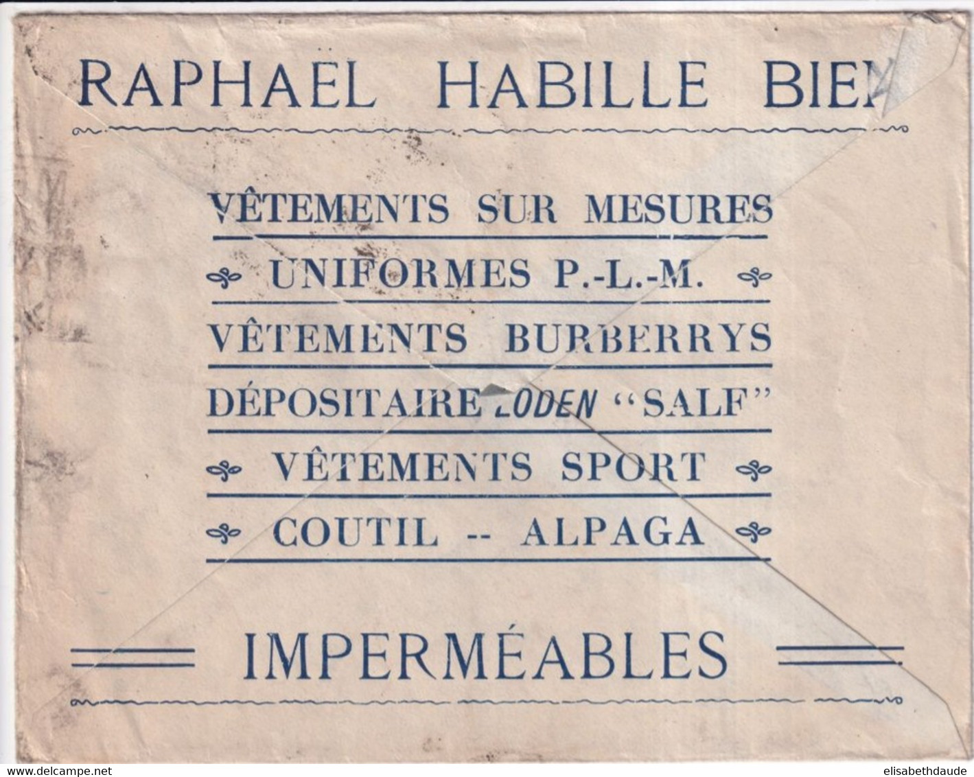 1928 - BLANC + SEMEUSE + VIGNETTE TUBERCULOSE ! / ENV. PUB ILLUSTREE De NIMES (GARD) DAGUIN ! => NICE - 1903-60 Säerin, Untergrund Schraffiert