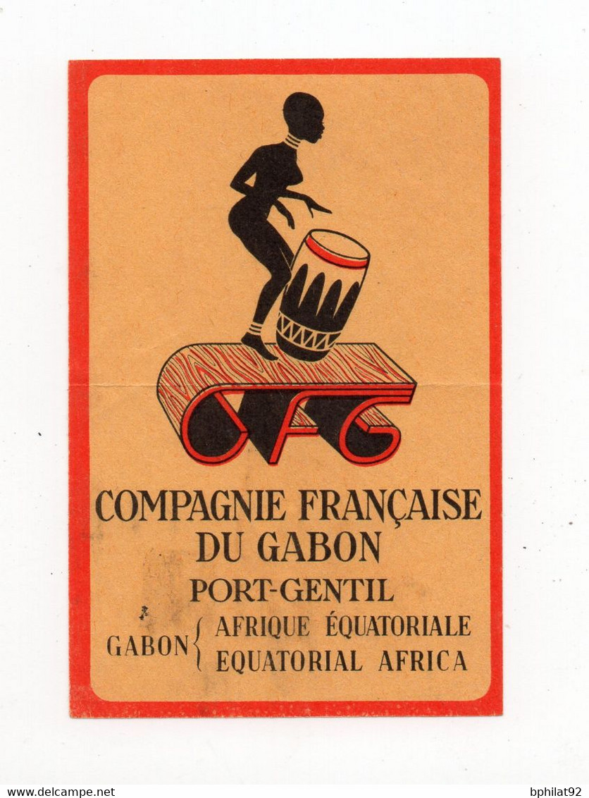 !!! PRIX FIXE : ETIQUETTE DE BAGAGE COMPAGNIE FRANCAISE DU GABON PORT GENTIL - Briefe U. Dokumente