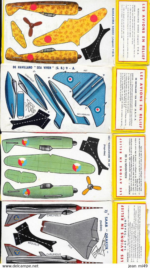 DECOUPIS - LES AVIONS EN RELIEF - (divers.) - Lot De 4  Avions - DE HAVILLAND - SAAB  "DRAKEN" - NAKAJIMA SHOKI - Koolhv - Other & Unclassified