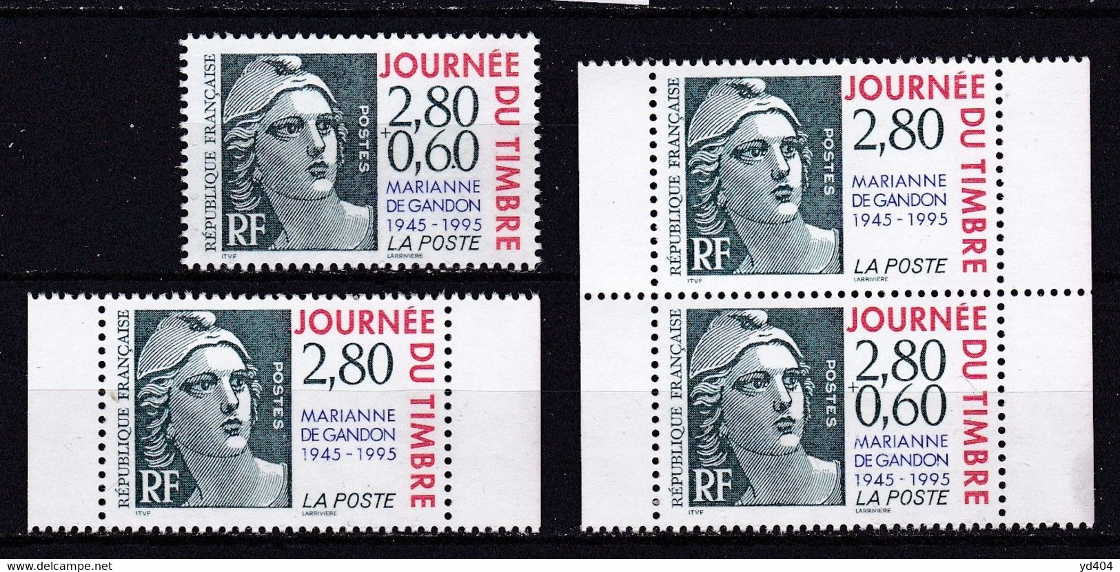 FR1237- FRANCE – 1995 – STAMP DAY / MARIANNE DE GANDON – Y&T # P2933/34/34A # MNH 8,90 € - Unused Stamps