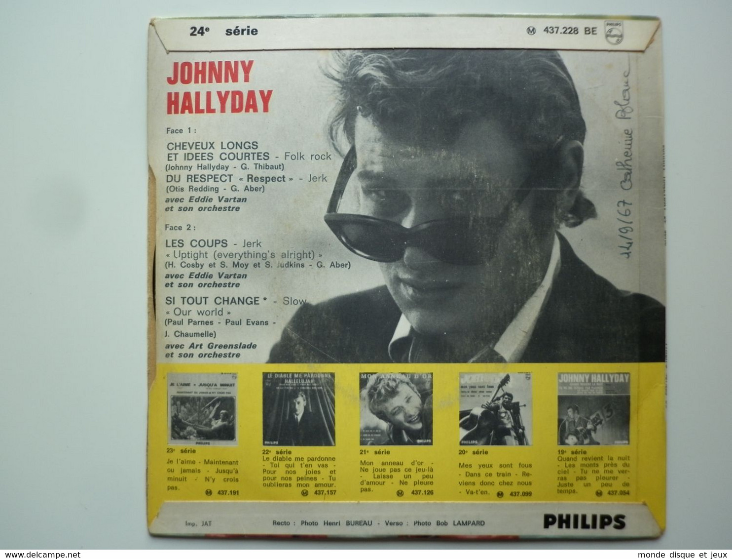 Johnny Hallyday 45Tours EP Vinyle Cheveux Longs Et Idées Courtes Imp JAT - 45 T - Maxi-Single