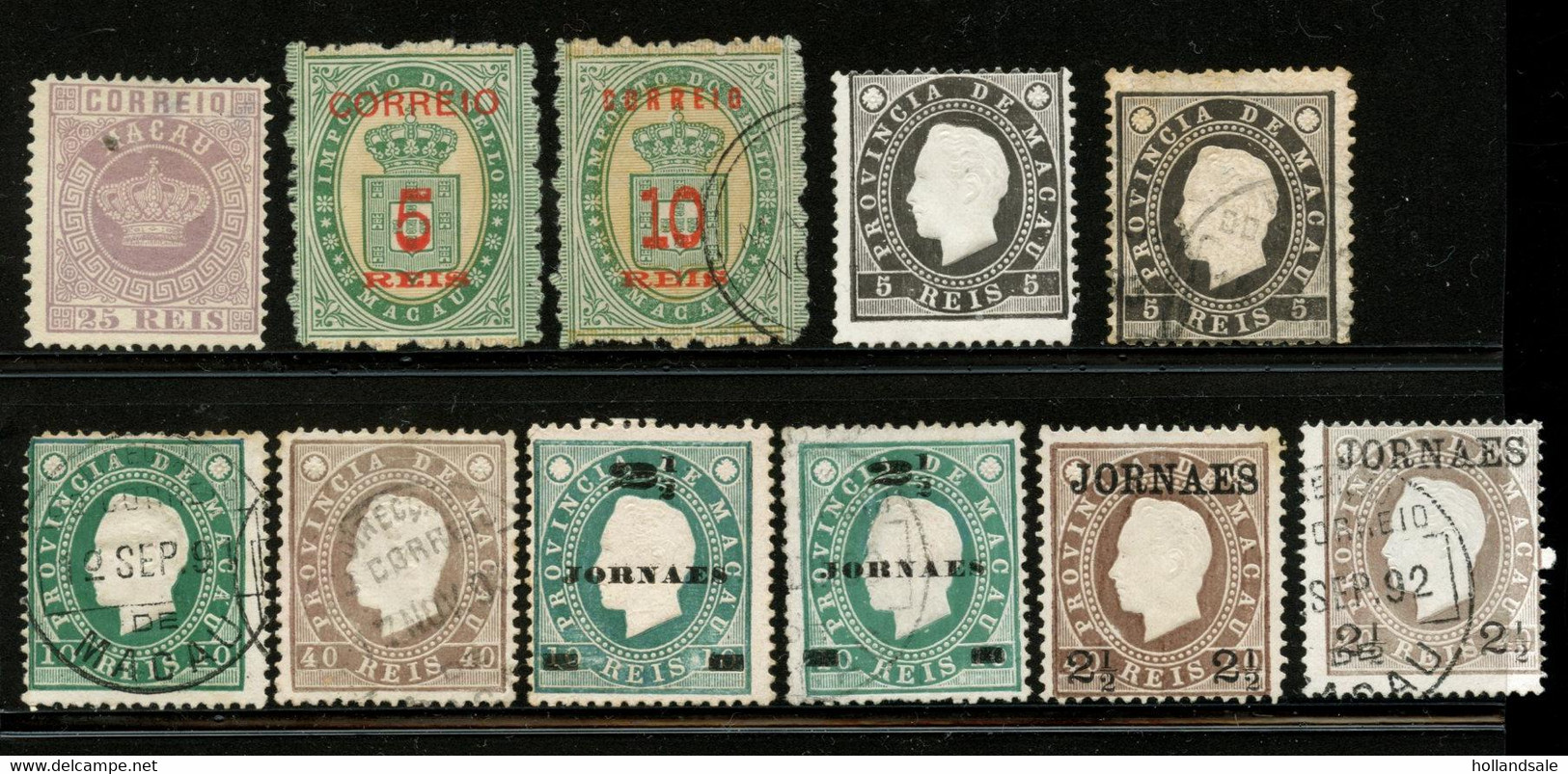 MACAU - Tax 5reis, 10reis, 8x King Luis II. Used And Unused Stamps. Cat Value Approx GBP 290 - Autres & Non Classés