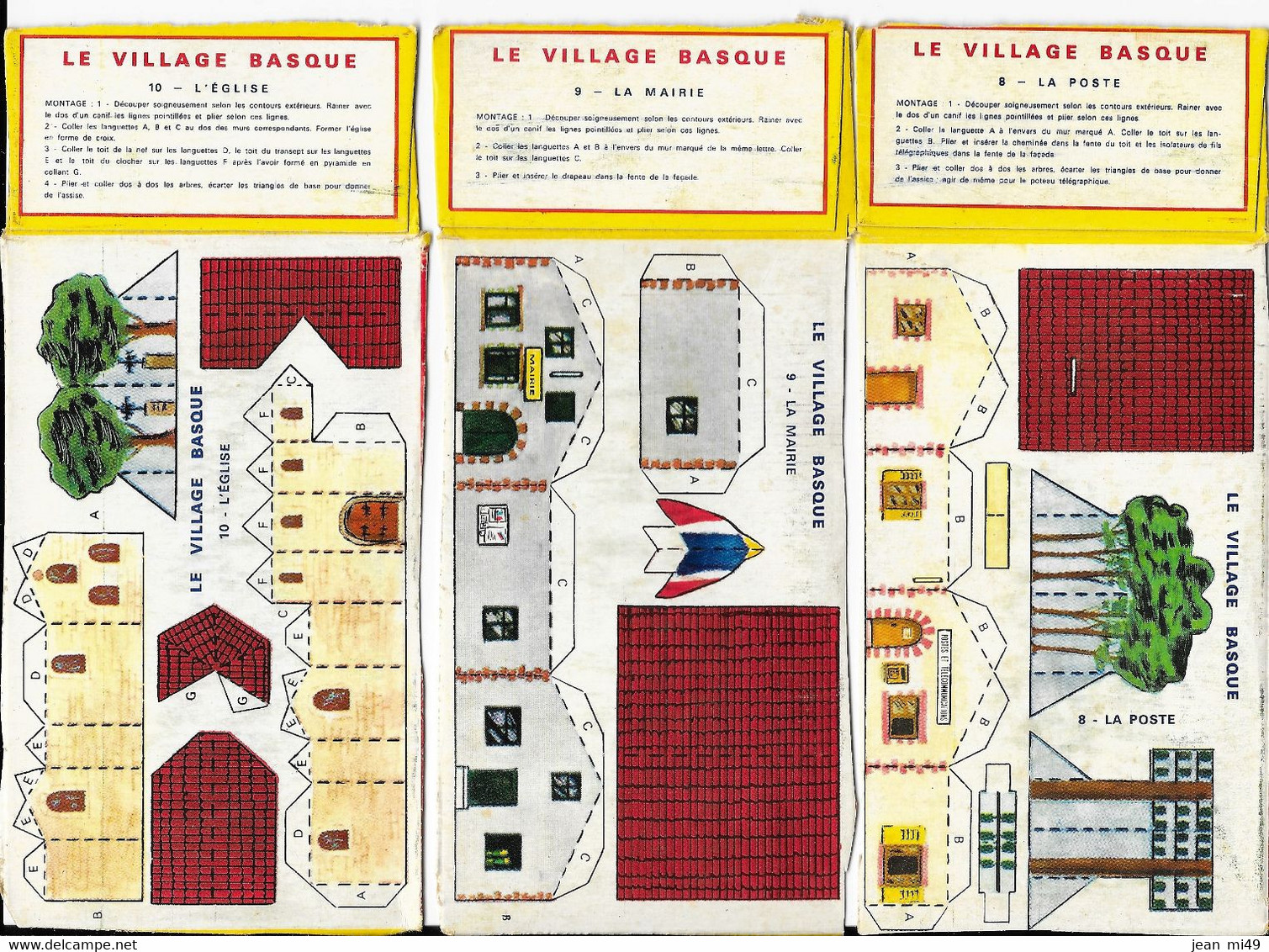 DECOUPIS - LE VILLAGE BASQUE - Lot De 3 Découpis - N° 8 - 9 - 10 - L'église - La Poste - La Mairie - Otros & Sin Clasificación