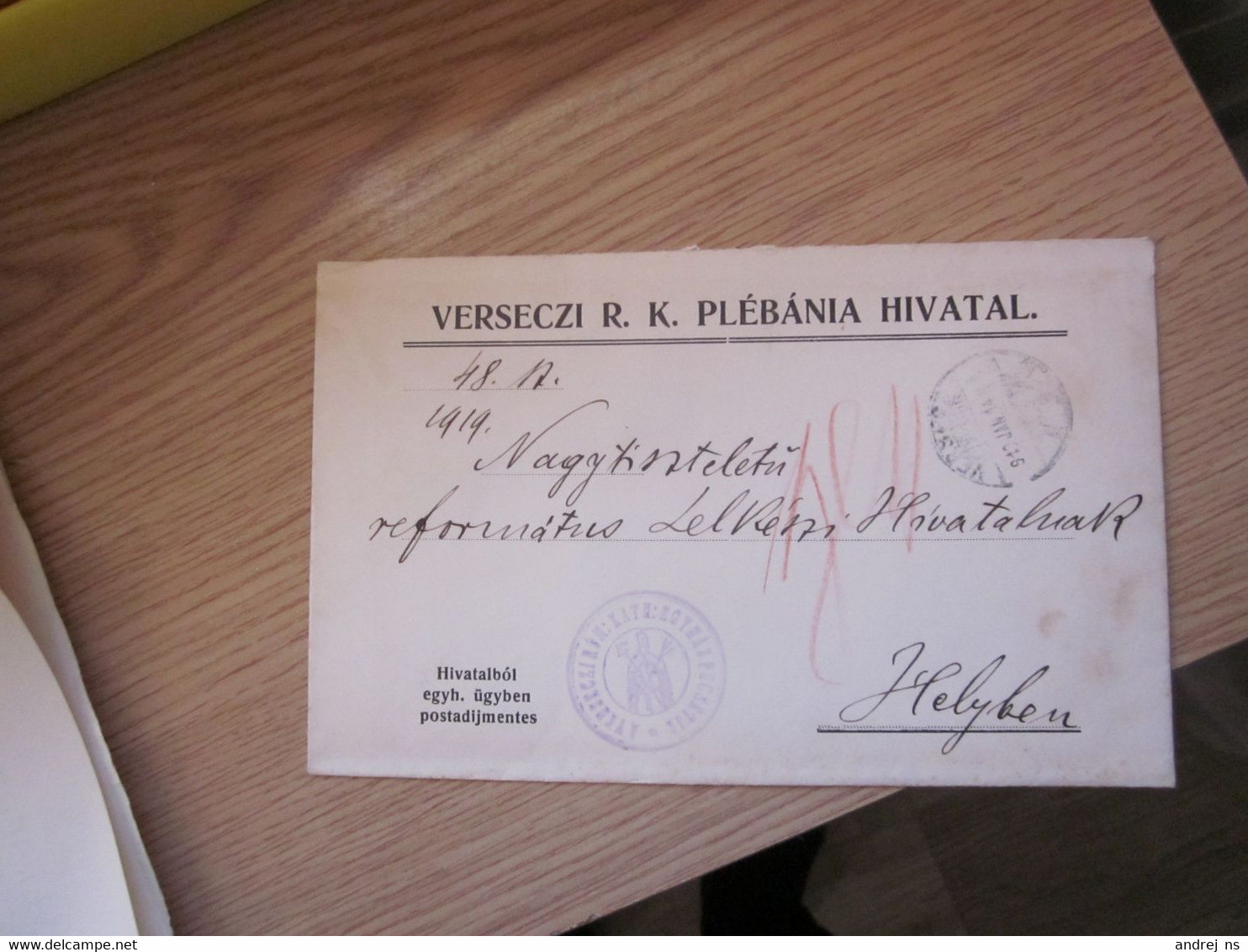 Verseczi R K Plebania Hivatal Portomentes 1910 Vrsac - Banat-Bacska