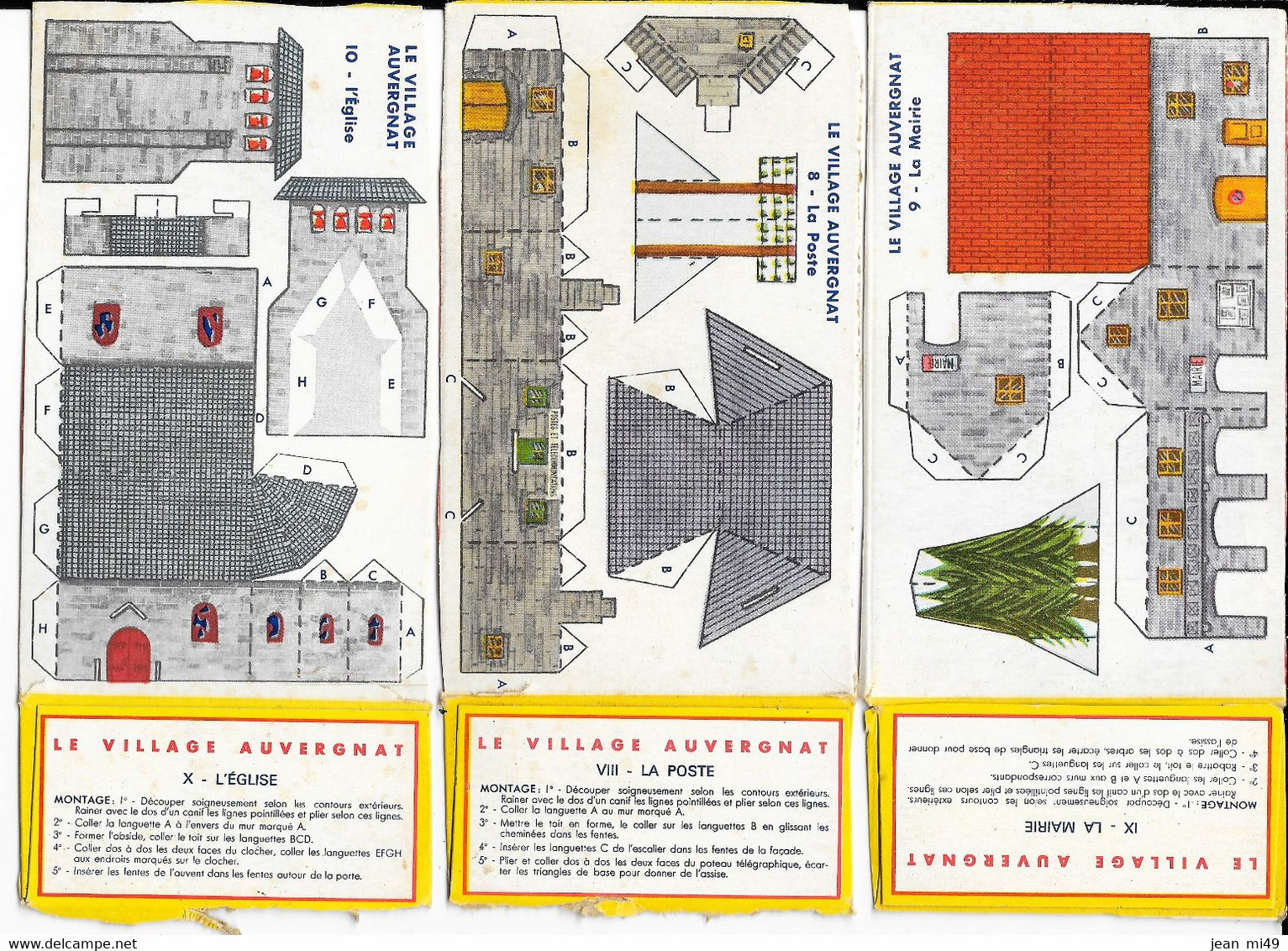 DECOUPIS - LE VILLAGE AUVERGNAT  - Lot De 3  Découpis - N° 8 - 9 Et 10 - La Poste - Une Maison - La Boulangerie - Sonstige & Ohne Zuordnung