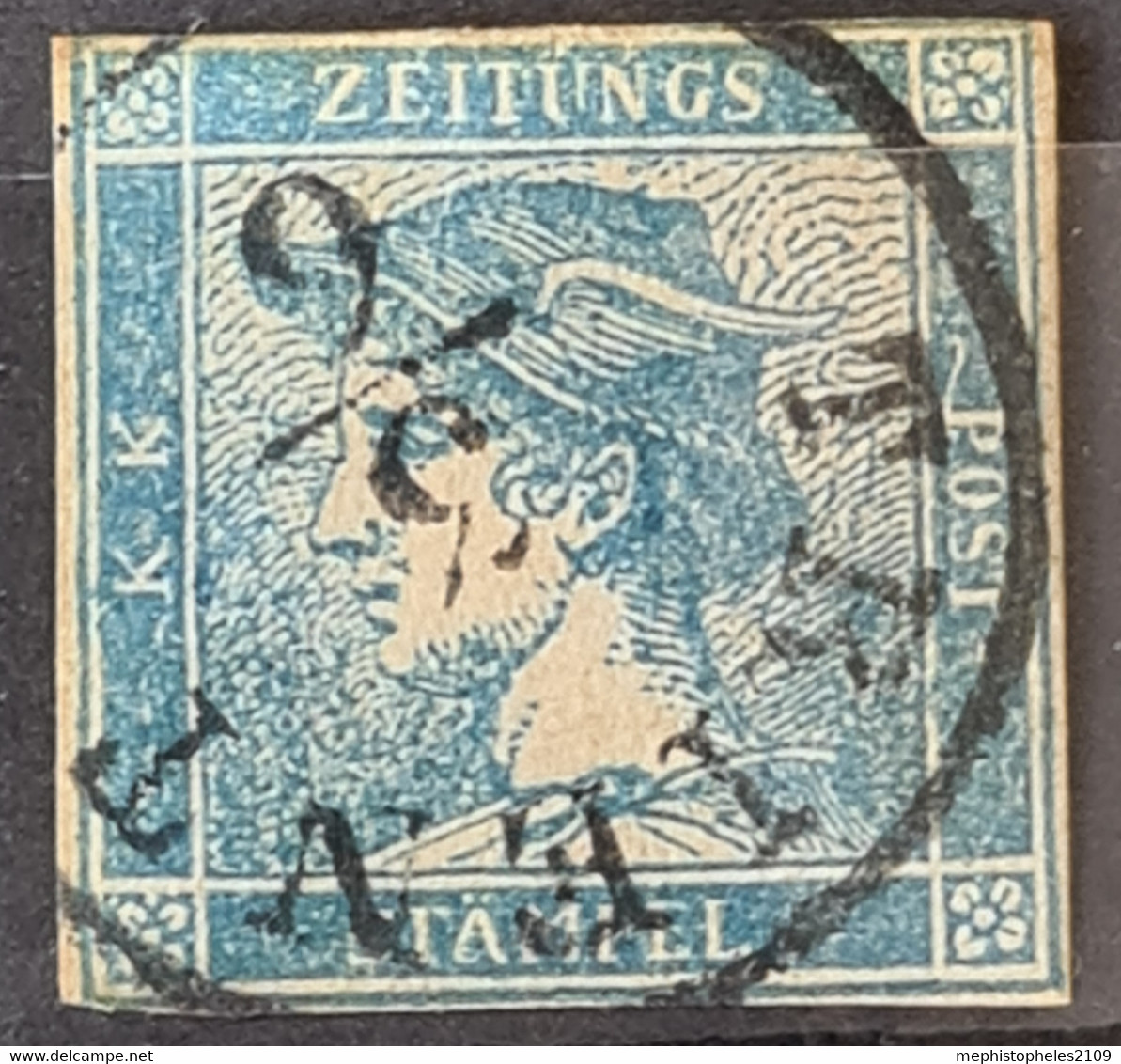 AUSTRIA 1851 - Canceled - ANK 6 Ib - Blauer Merkur - Newspapers