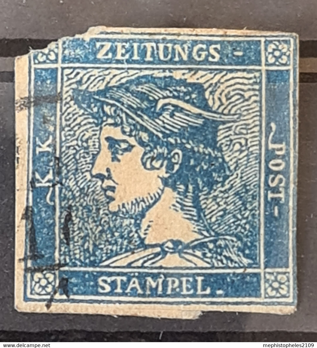 AUSTRIA 1851 - Canceled - ANK 6 IIIb - Blauer Merkur - Newspapers