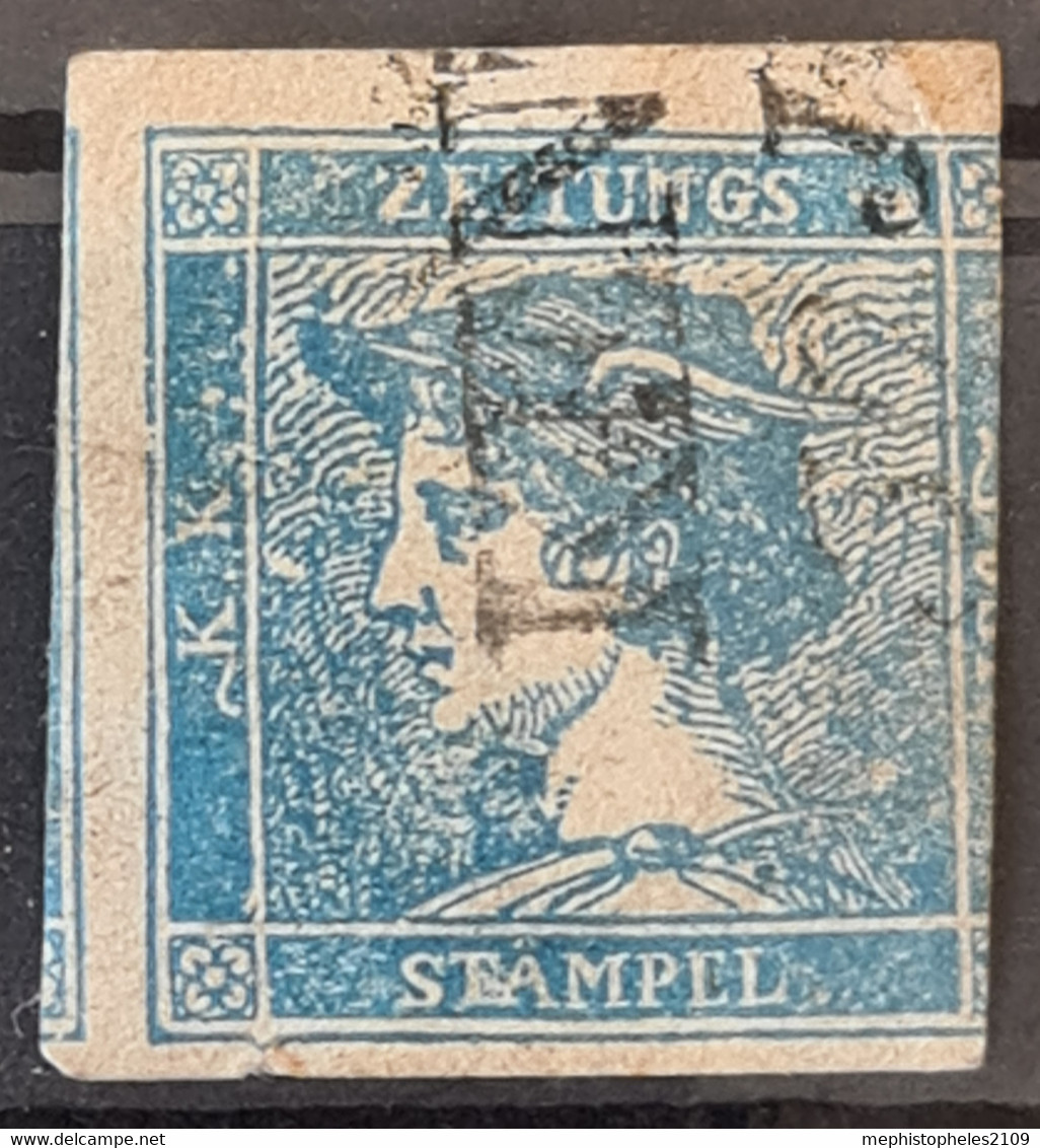 AUSTRIA 1851 - Canceled - ANK 6 IIIb - Blauer Merkur - Zeitungsmarken