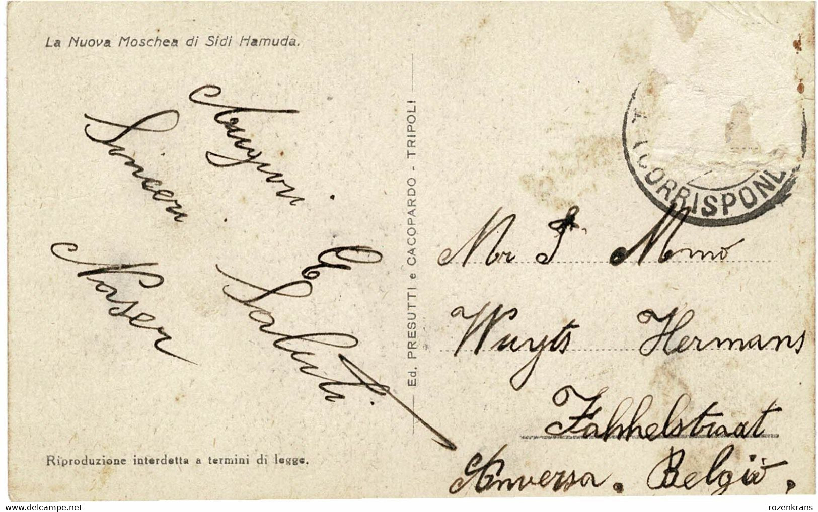 Old Postcard CPA Lybia Tripoli Libia Italica La Nuova Moschea Di Sidi Hamuda Moskee Mosque Moskee Libie - Libya