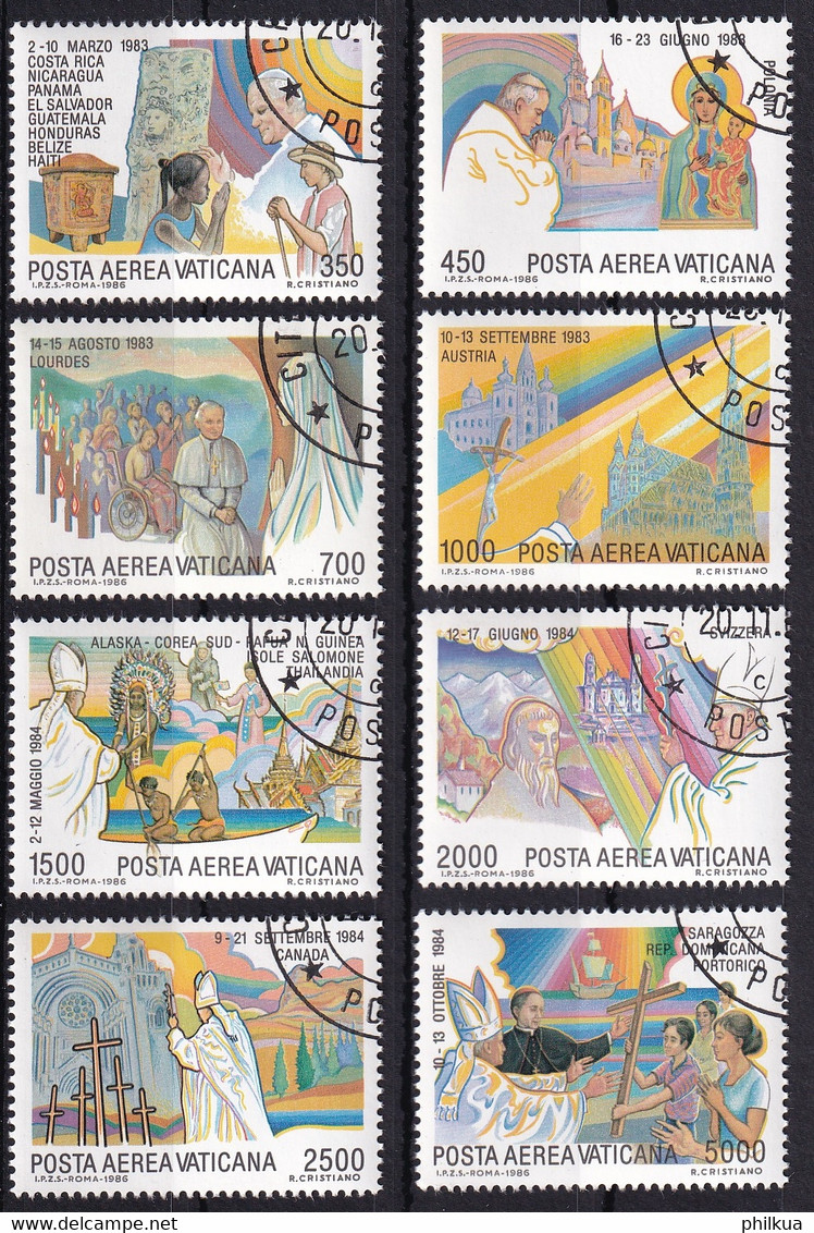 MiNr. 899 - 906  Vatikanstadt1986, 20. Nov. Die Weltreisen Von Papst Johannes Paul II. - Einheitlich Gestempelt - Oblitérés