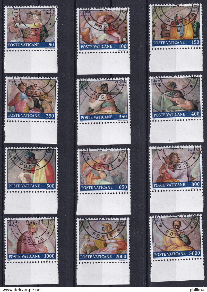 MiNr. 1023 - 1034  Vatikanstadt1991, 9. April. Freimarken: Restaurierung Der Sixtinischen Kapelle Einheiltich Gestempelt - Used Stamps