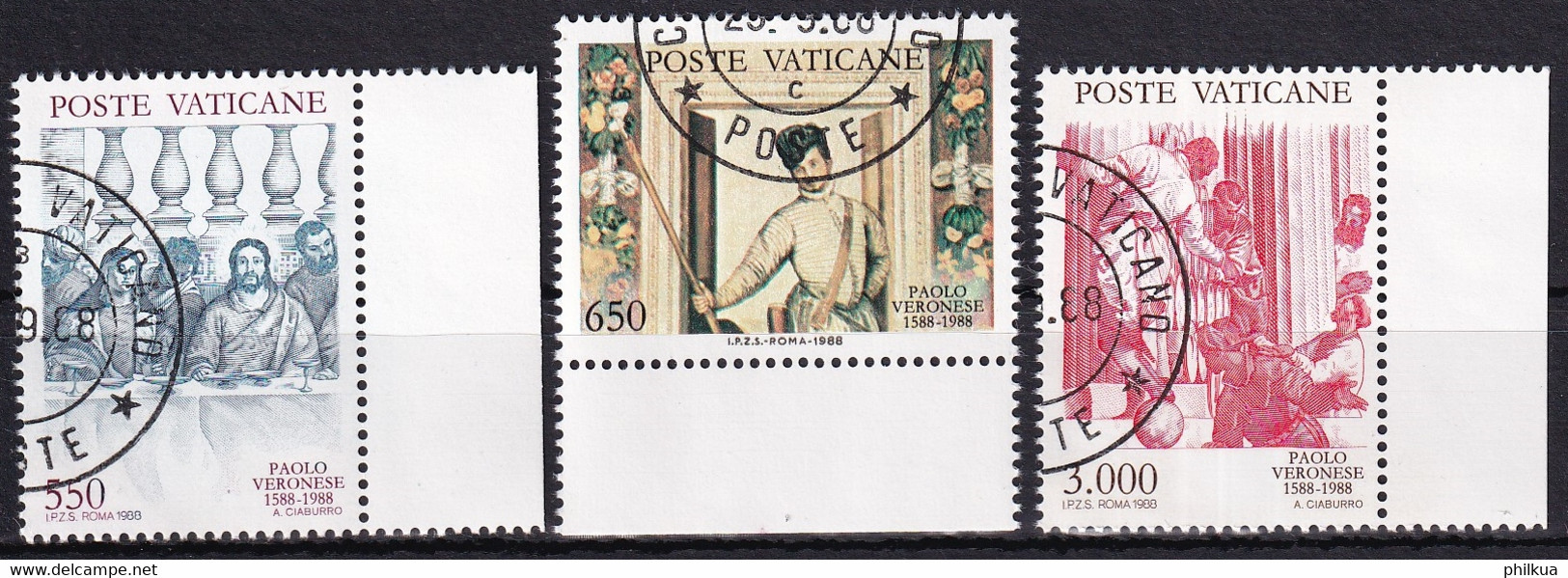 MiNr. 949 - 951  Vatikanstadt1988, 29. Sept. 400. Todestag Von Paolo Veronese - Einheitlich Gestempelt - Used Stamps