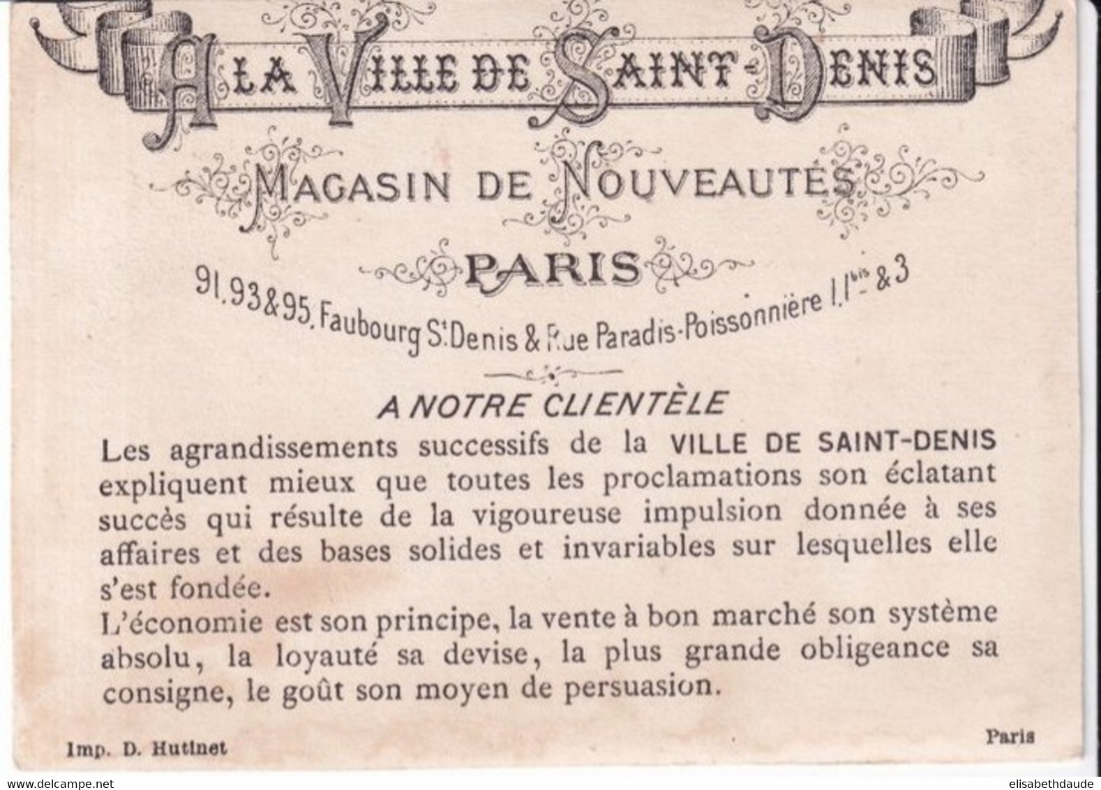 ARGENTINA / PEROU / BOLIVIE - PETITE CARTE CHROMO PUB "MAGASIN VILLE DE SAINT-DENIS" REPRESENTANT LES TIMBRES Des PAYS - Lettres & Documents