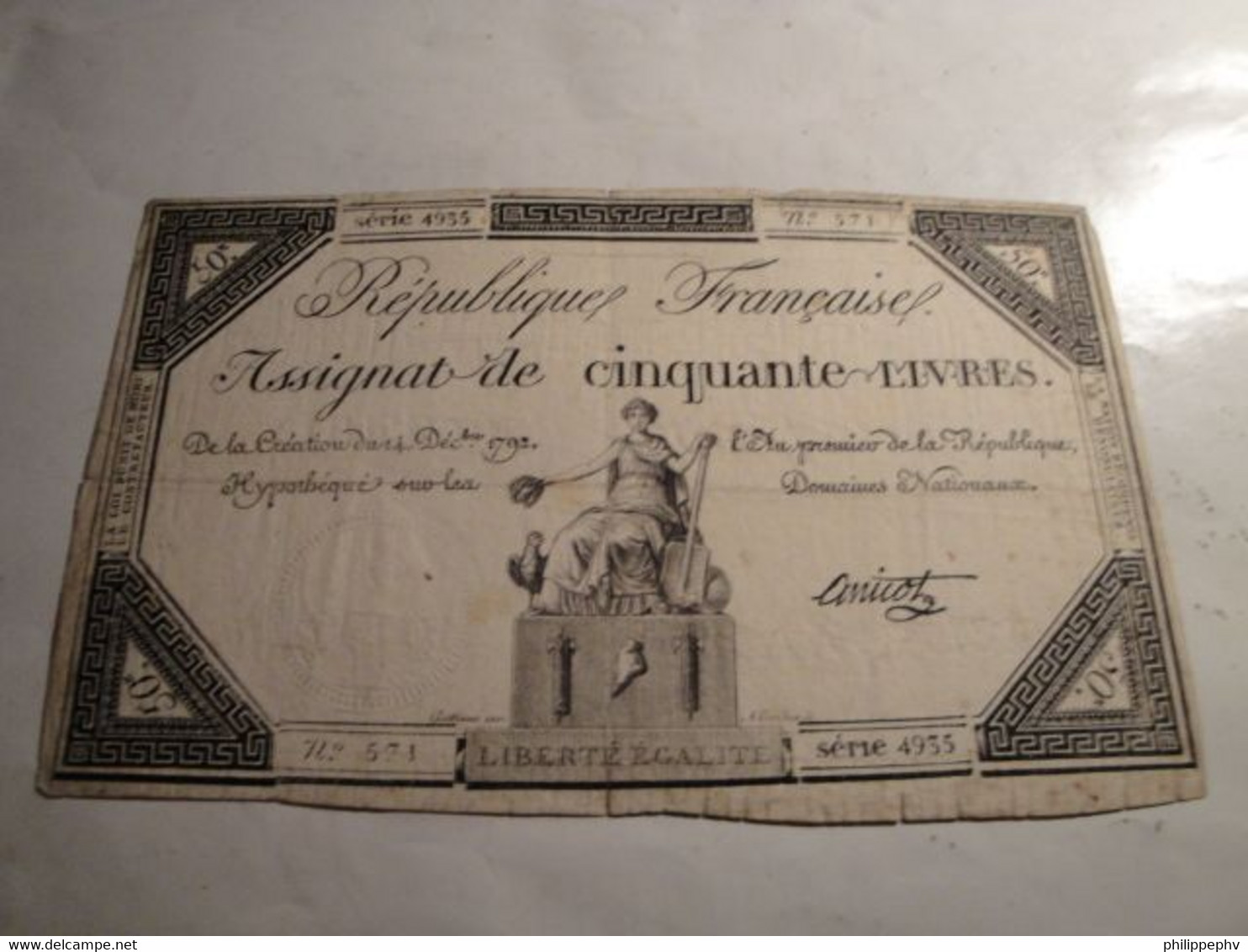 Assignat De 50 Livres Série 4935 N°571 - Assignats