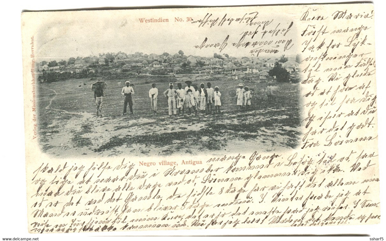 ANTIGUA NEGRO VILLAGE Missionsbuchhandlung HERRNHUT WESTINDIEN No. 30 Sent 1907 - Antigua E Barbuda
