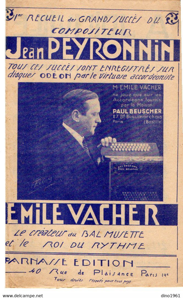 VP19.218 - PARIS - Ancienne Partition Musicale ¨ A Joinville ..¨ Par E. VACHER Virtuose Accordéoniste / FROT X PEYRONNIN - Noten & Partituren