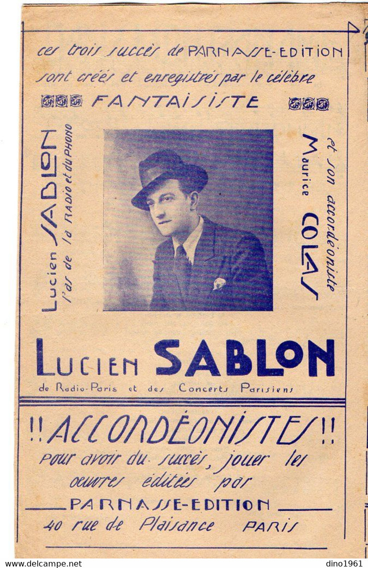 VP19.218 - PARIS - Ancienne Partition Musicale ¨ A Joinville ..¨ Par E. VACHER Virtuose Accordéoniste / FROT X PEYRONNIN - Noten & Partituren