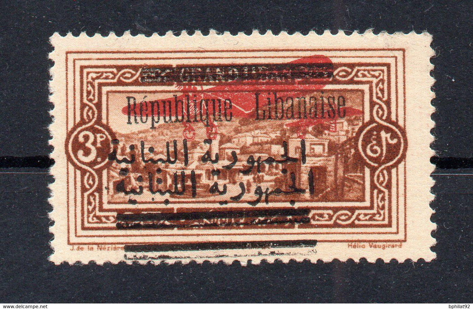 !!! LIBAN, PA N°26b DOUBLE SURCHARGE ARABE NEUF ** - Airmail