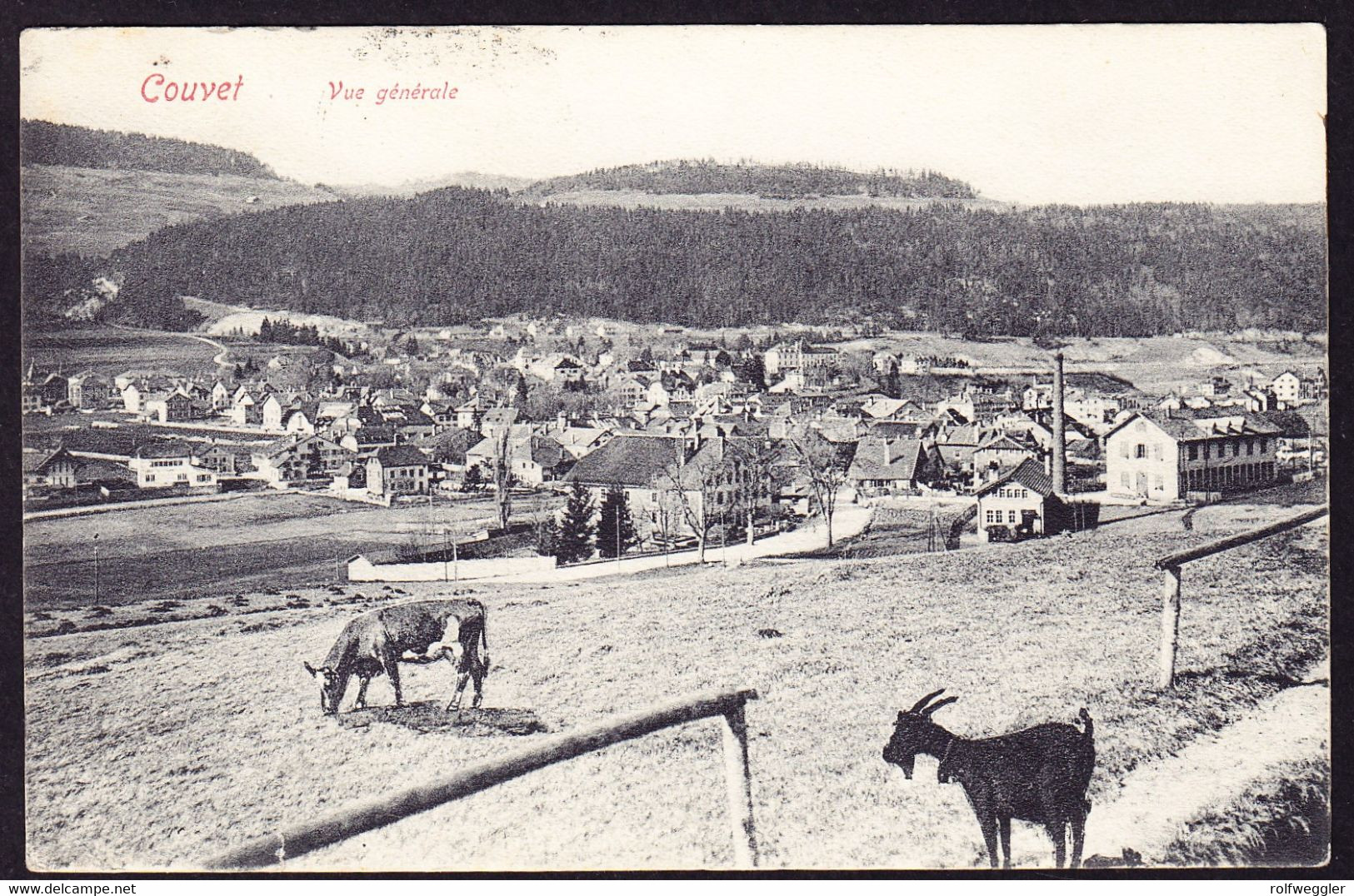 1907 Nach Manchester Gelaufene AK Aus Couvet. Vue Générale. - Couvet