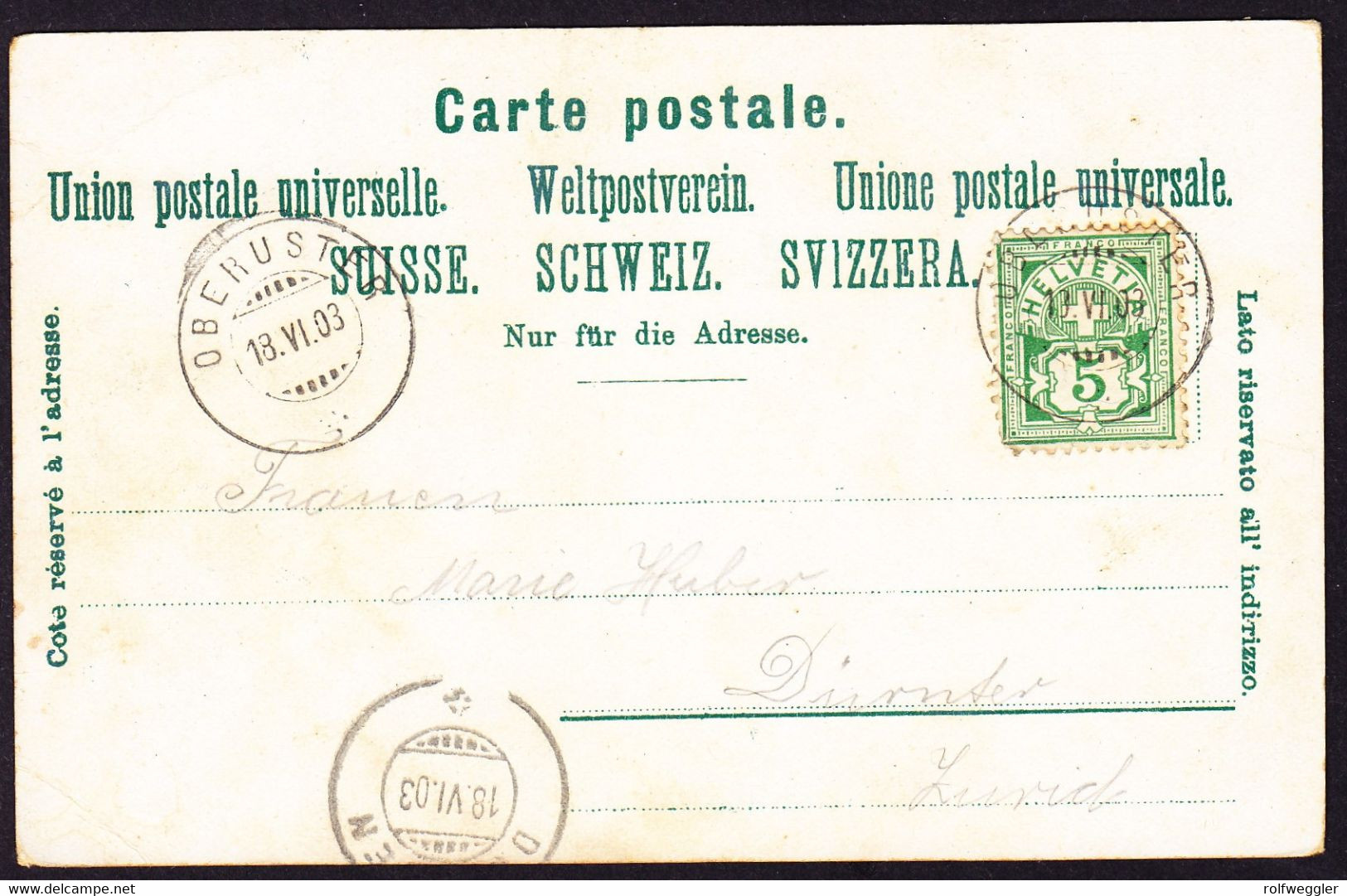 1903 Gelaufene AK Aus Uster. Mit Gasthof Sternen. Minim Fleckig. - Uster