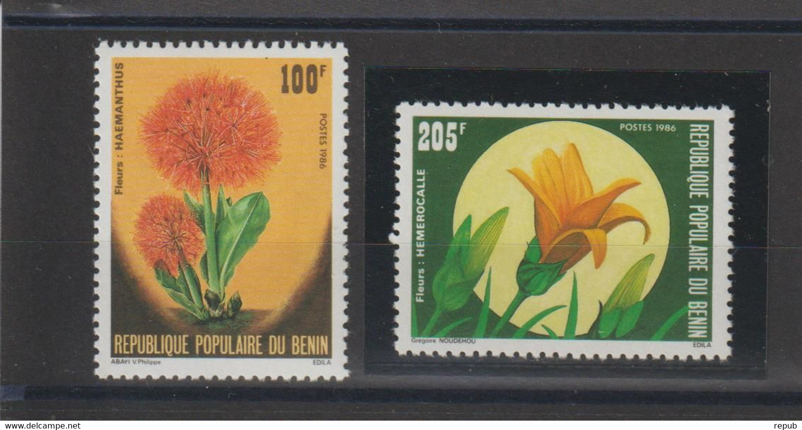 Bénin 1986 Fleurs 642-43 2 Val ** MNH - Benin - Dahomey (1960-...)