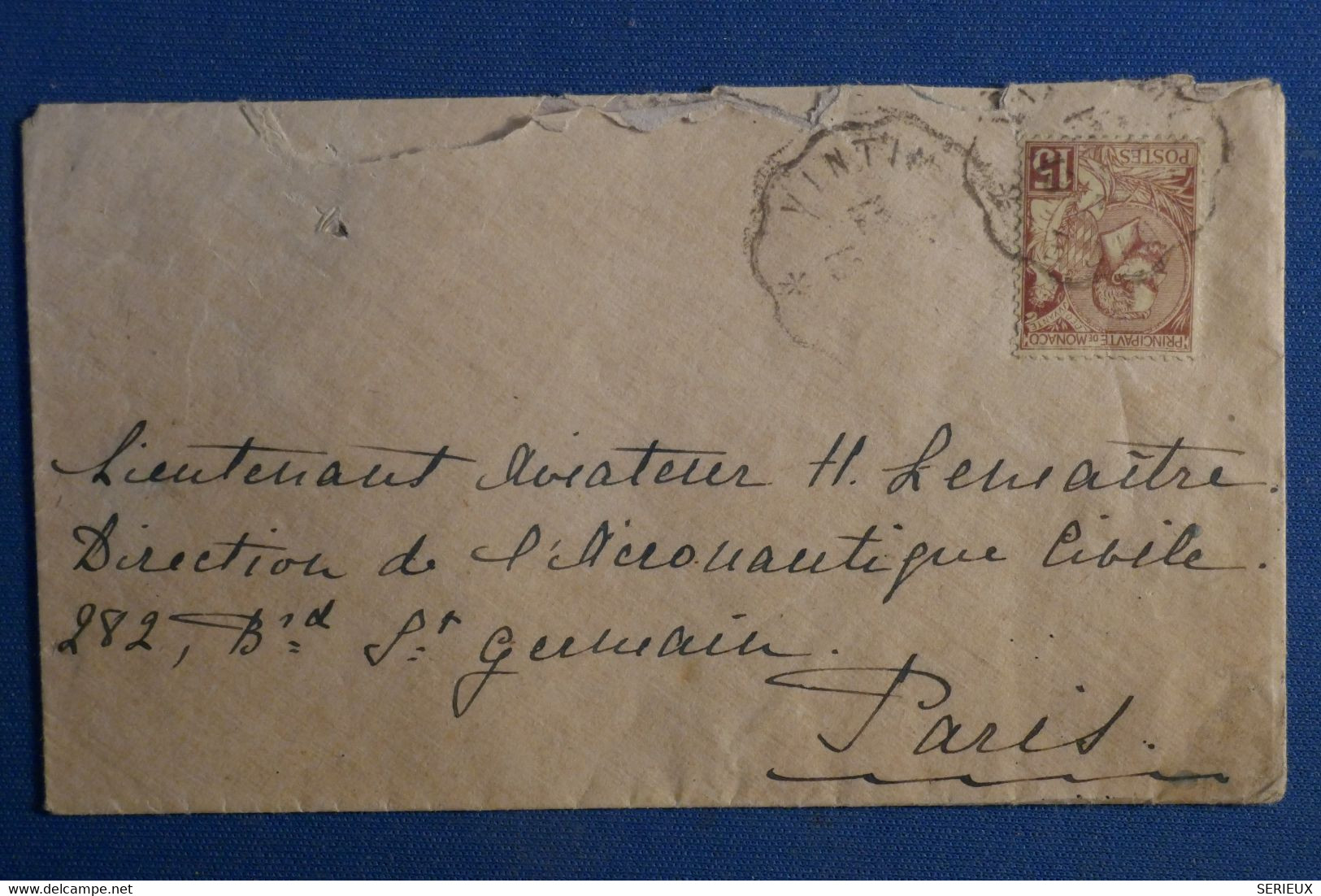 AQ9 MONACO BELLE LETTRE   1909   PAR VINTIMILLE POUR PARIS FRANCE+AFFRANCH. INTERESSANT - Brieven En Documenten