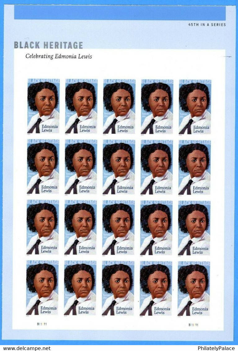 2022 USA New *** Edmonia Lewis IMPERF / NO DIE CUT 20 STAMP Pane MNH / NDC W/ EL Postage- MNH (**) - Nuovi