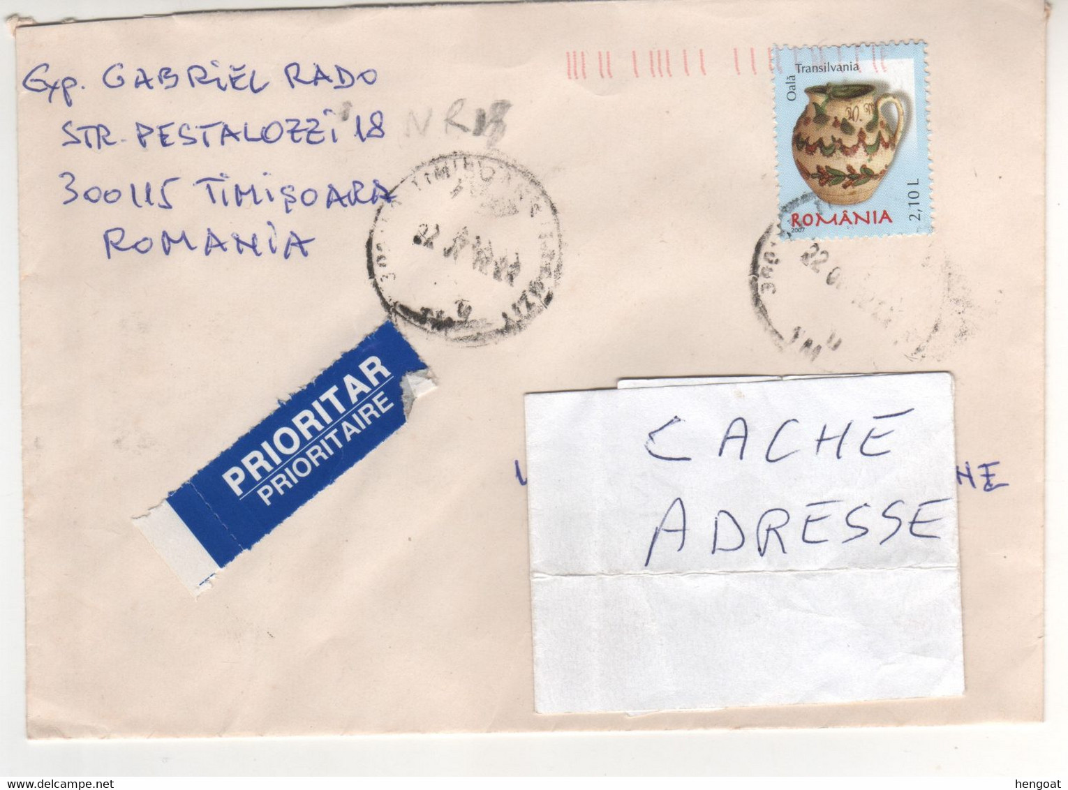 Timbre Stamp " Poterie : Oala Transilvania " Sur Cp , Carte , Postcard Du ?? Pour La France - Covers & Documents