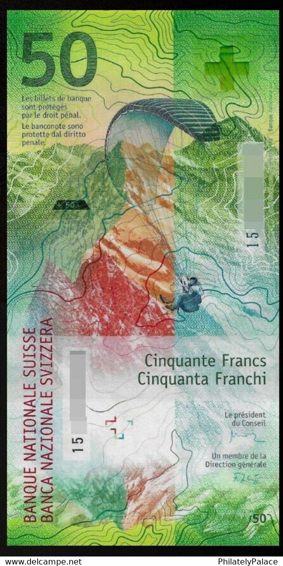 Switzerland 2015(2016) P-77b 50 Francs Hybrid Polymer Paragliding Weather Temperature Mountain MNH (**) - Suisse