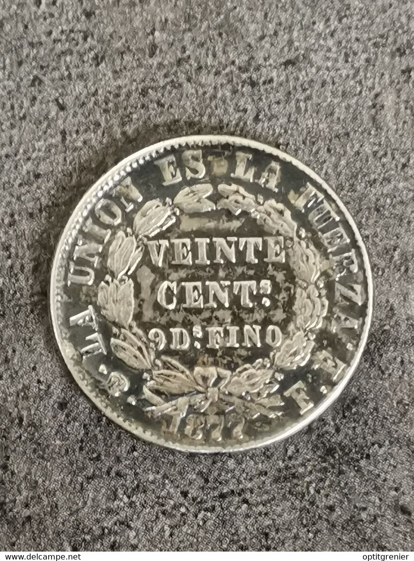 20 CENTAVOS ARGENT 1877 BOLIVIE / BOLIVIA / SILVER - Bolivia