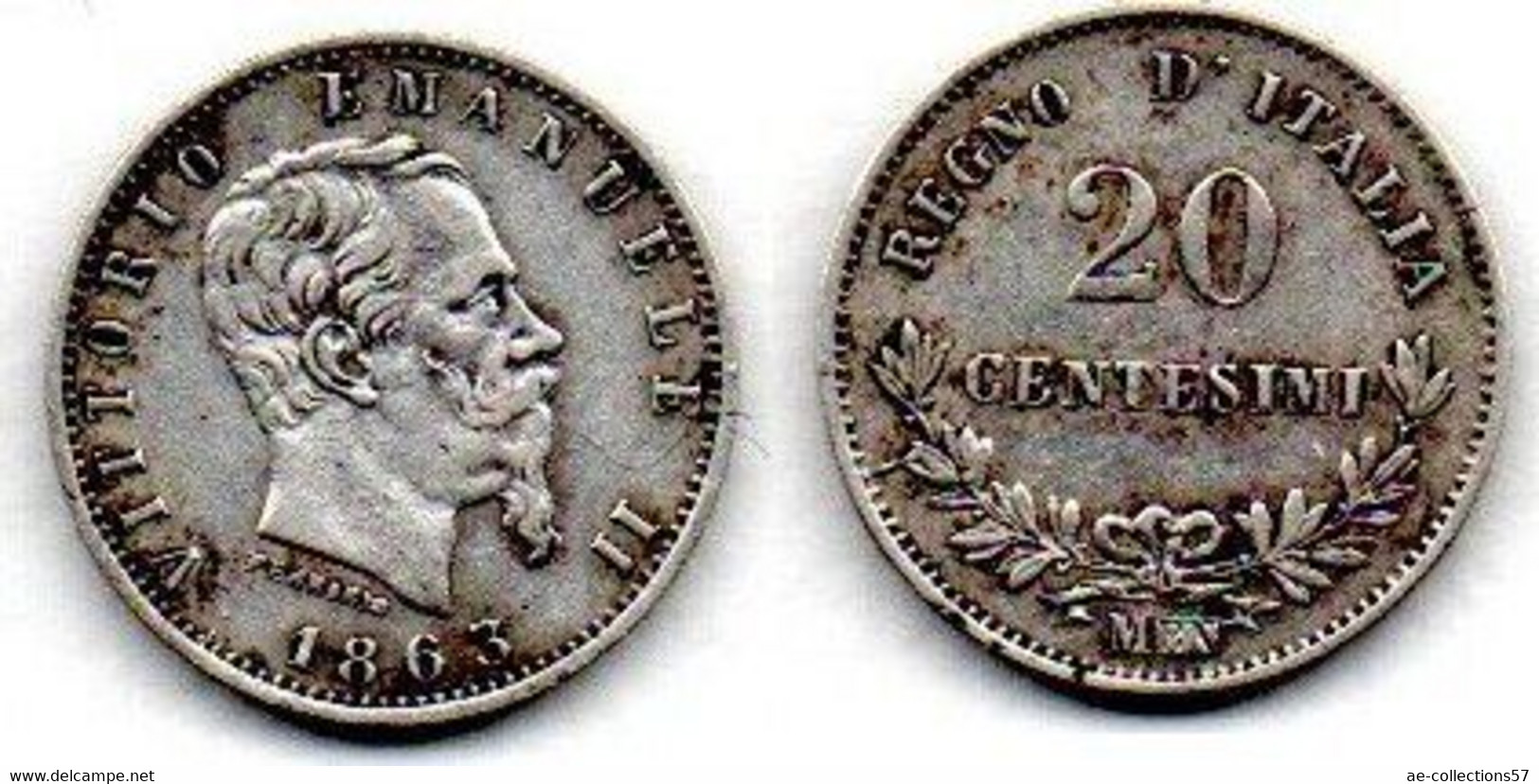 Italie -  20 Centesimi 1863 MBN SUP - 1861-1878 : Victor Emmanuel II.