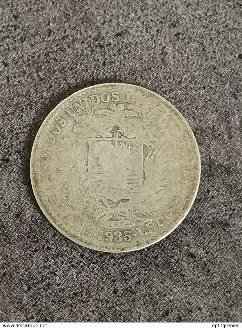 1 BOLIVAR ARGENT 1935 BOLIVIE / BOLIVIA / SILVER - Bolivie