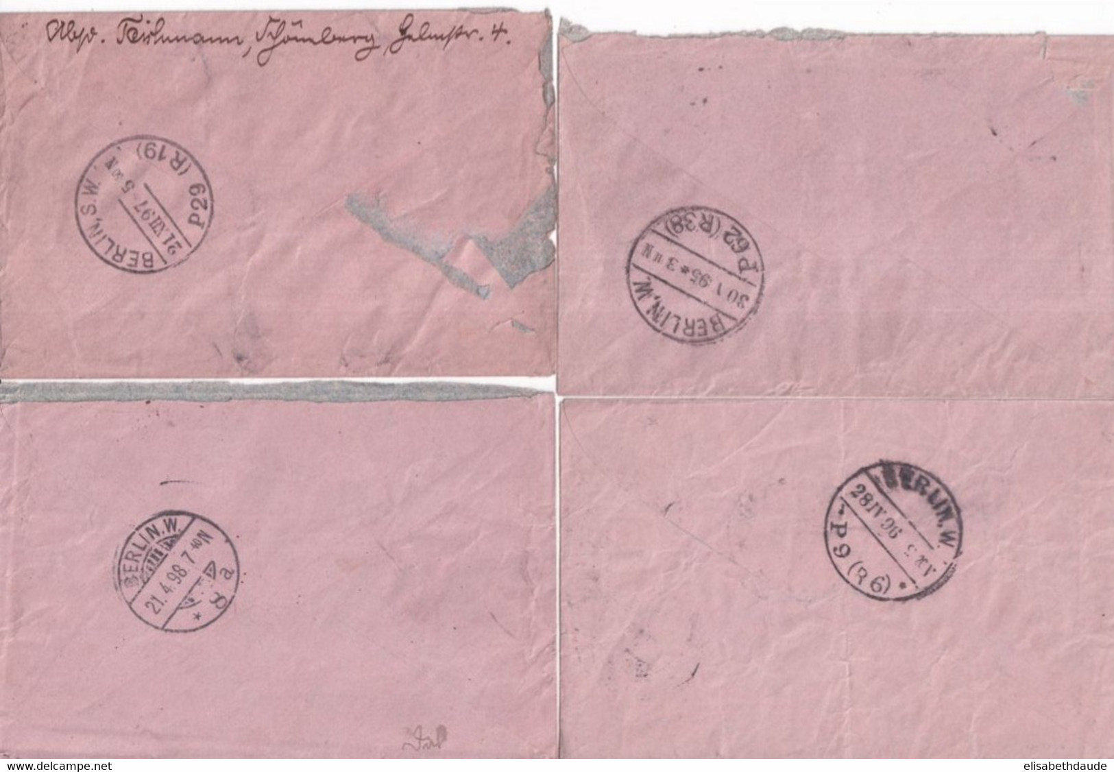 REICH - 1895/1898 - 4 ENVELOPPES ENTIERS PNEUMATIQUES ROHRPOST Avec BUREAUX DIFFERENTS De BERLIN - Covers