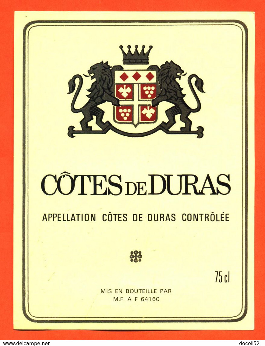 Etiquette Neuve De Vin Cotes De Duras - 75 Cl - Vin De Pays D'Oc