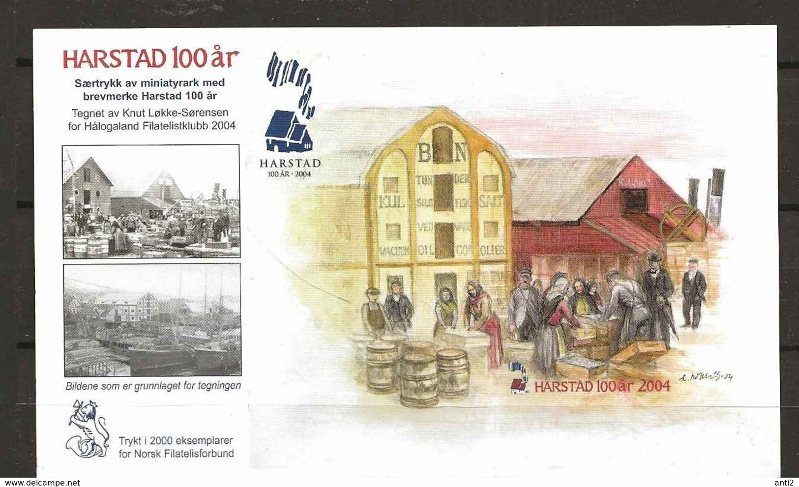 Norway 2004  Local Issue  Harstad, Special Print Av Minisheet With Stamp Harstad 100 Years, MNH(**) - Local Post Stamps