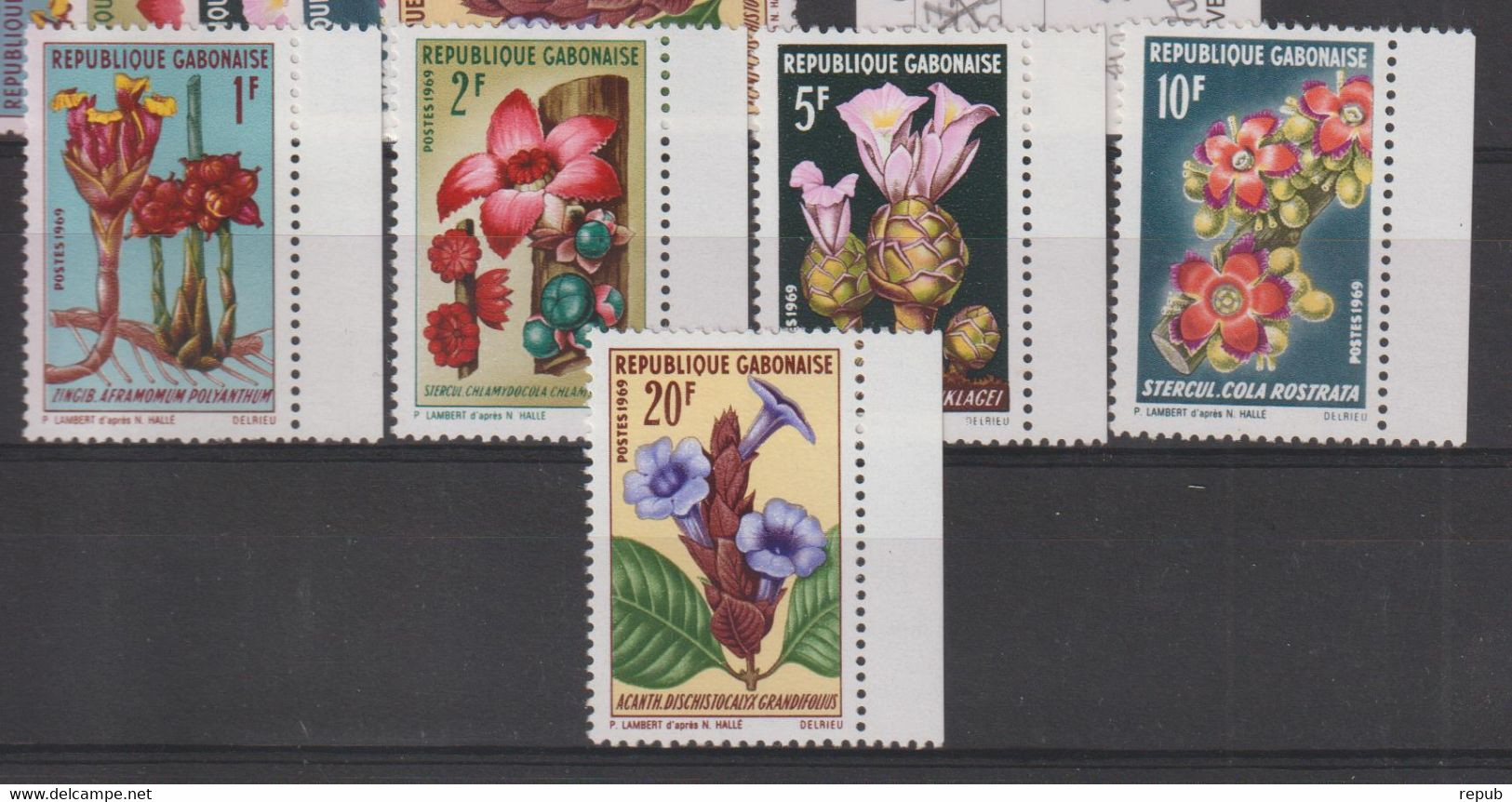 Gabon 1969 Fleurs 243-247, 5 Val ** MNH - Gabon