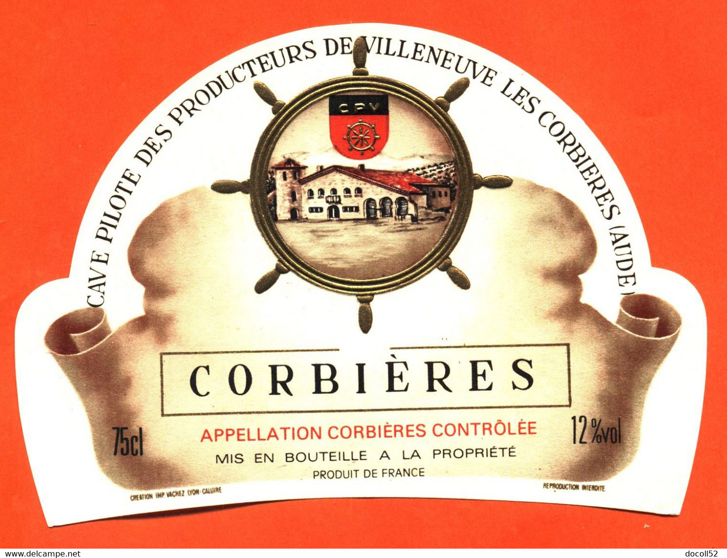 Etiquette Neuve De Vin De Corbières Cave Pilote à Villeneuve Les Corbières - 75 Cl - Vin De Pays D'Oc