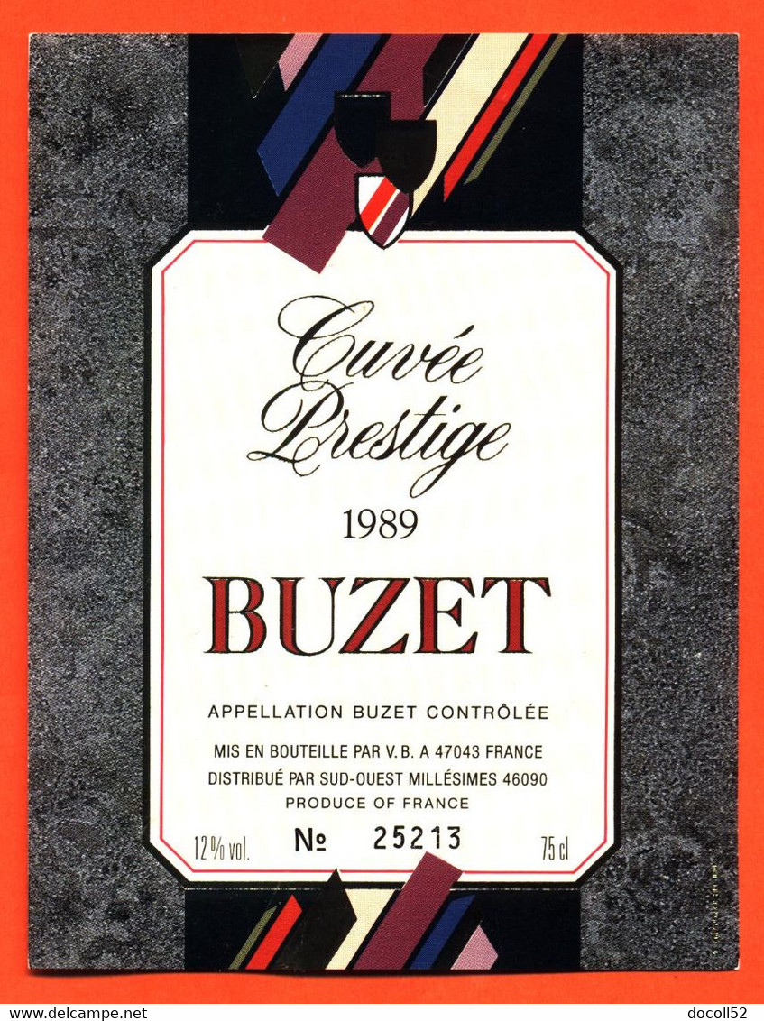 Etiquette Neuve De Vin De Buzet Cuvée Prestige 1989 V B à 47043 - 75 Cl - Vin De Pays D'Oc