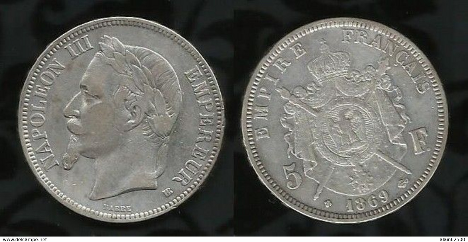 NAPOLEON III . 5 FRANCS . 1869 BB ( STRASBOURG ) . - 5 Francs