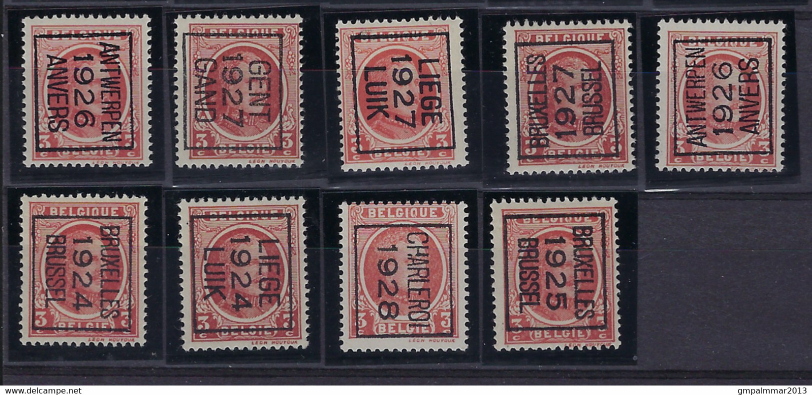 HOUYOUX Nr. 192 ( 9 X ) Allemaal Met ZELDZAME TYPO Voorafstempelingen ** MNH ; Detail Zie Scan ! LOT 294 - Typo Precancels 1922-31 (Houyoux)