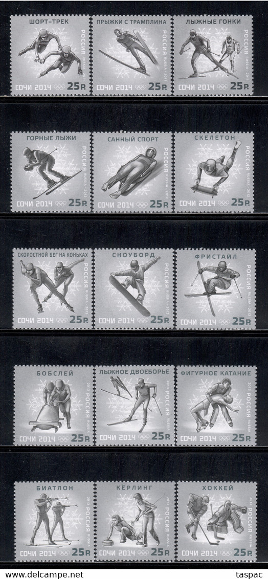 Russia 2011/2013 Mi# 1761-1763, 1873-1878, 1942-1944, 1973-1977 I ** MNH - Winter Olympic Games, Sochi / Sports - Winter 2014: Sotschi