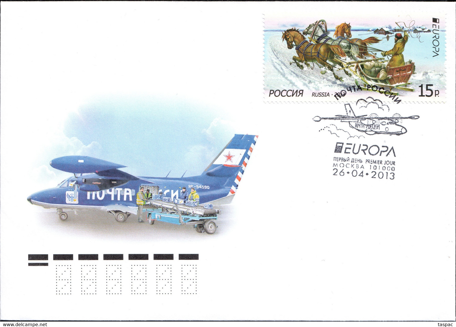 Russia 2013 Mi# 1925 Klb. II ** MNH - Sheet Of 8 - Type II In Presentation Pack - Europa / POSTAL MEANS OF TRANSPORT - Unused Stamps