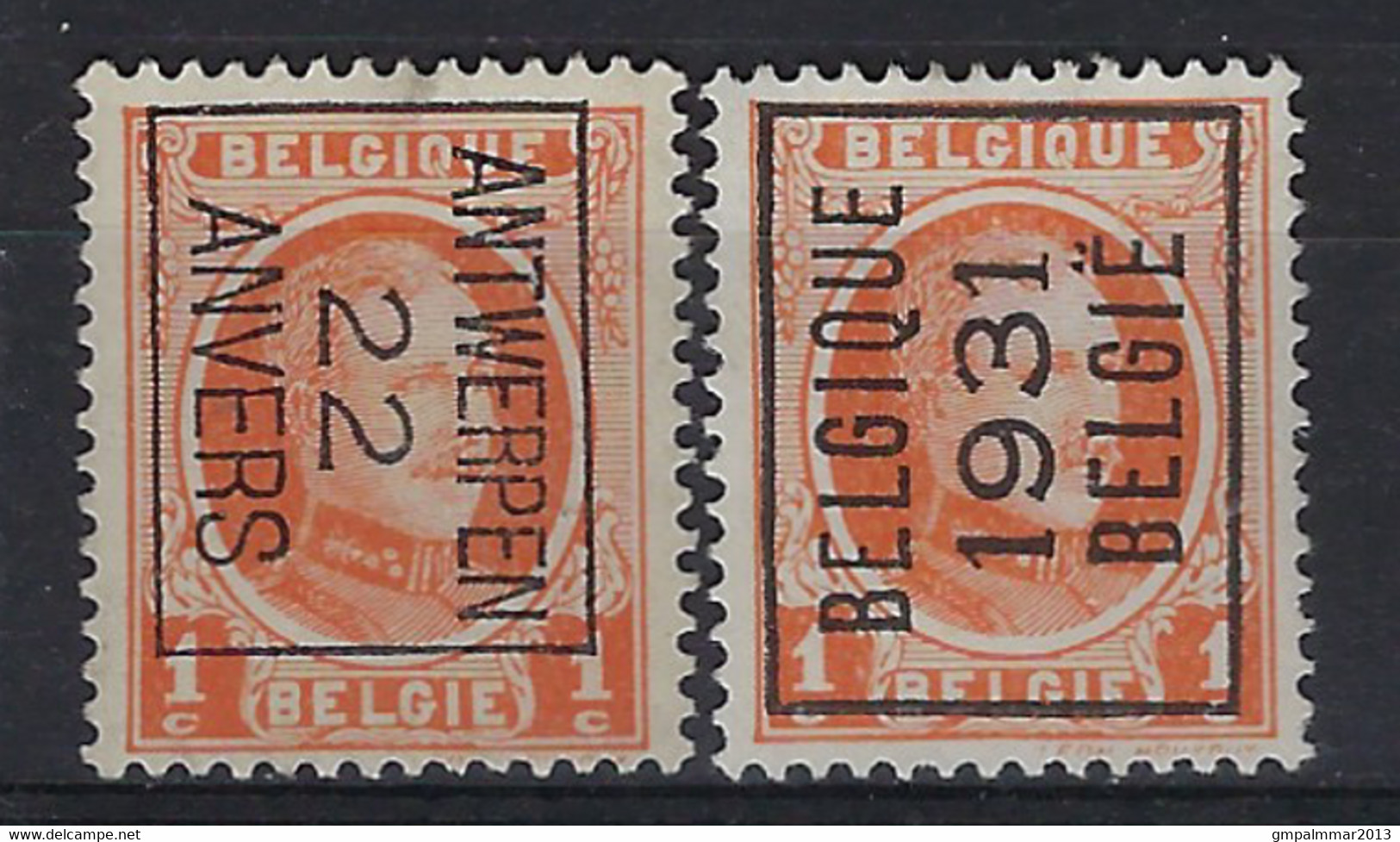 HOUYOUX Nr. 190 (2 X) België Typografische Voorafstempeling Nrs. 66 B  En 244 A (*) MNG   ! LOT 294 - Typografisch 1922-31 (Houyoux)