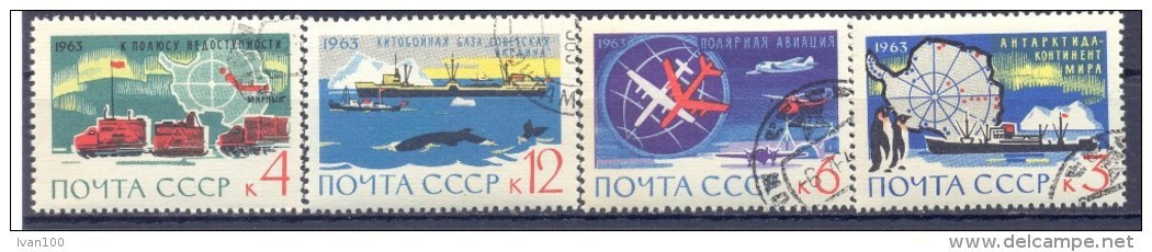 1963. USSR/Russia, Arctic And Antarctic Research, 4v, Used/CTO - Gebruikt