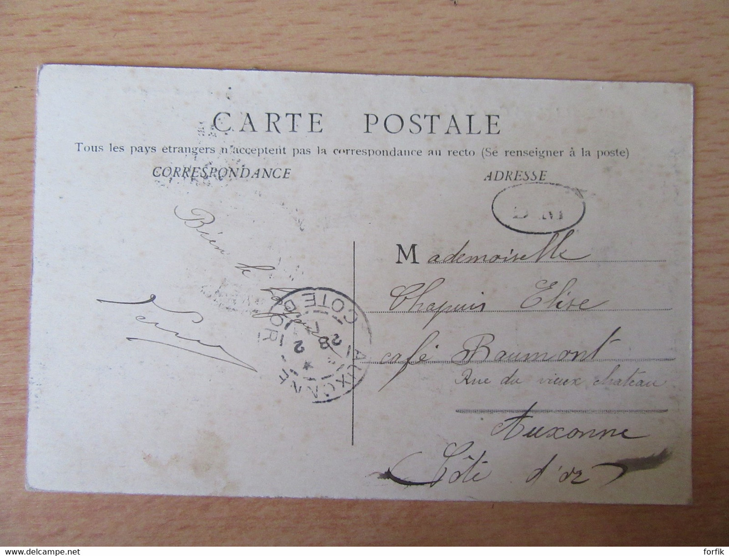 Timbre Semeuse 5c N°137 (carnet) Avec Variété Pli Du Papier - Oblitéré Sur CP  Avec Cachet Boîte Mobile Au Verso - 1911 - Brieven En Documenten